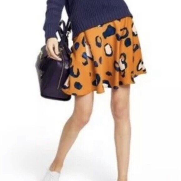 Leopard Print Skirt Size 10 PHILLIP LIM 3.1 for Target Multi-Color Circle Orange - Picture 9 of 12